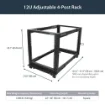 Picture of Startech.Com 4-Post 12U Mobile Open Frame Server Rack, Four Post 19" Network Rack with Wheels, Rolling Rack with Adjustable Depth for Computer/Av/Data/It Equipment - Casters, Leveling Feet or Floor Mounting - 4Postrack12u