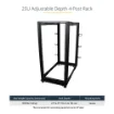 Picture of Startech.Com 4-Post 25U Mobile Open Frame Server Rack, Four Post 19in Network Rack with Wheels, Rolling Rack with Adjustable Depth for Computer/Av/Data/It Equipment - Casters, Leveling Feet or Floor Mounting - 4Postrack25u