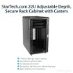 Picture of Startech.Com 4-Post 22U Server Rack Cabinet, Lockable 19" Data Rack Cabinet for Computer / Av / It Equipment, Office / Home Network Rack with Casters & Adjustable Mounting Rails - RK2236BKF