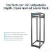 Picture of Startech.Com 4-Post 42U Mobile Open Frame Server Rack, Four Post 19" Network Rack with Wheels, Rolling Rack with Adjustable Depth for Computer/Av/Data/It Equipment - Casters, Leveling Feet or Floor Mounting - 4POSTRACK42
