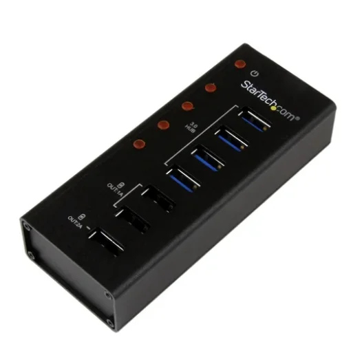 Picture of Startech.Com 4 Port Usb 3.0 Hub Plus 3 Dedicated Usb Charging Ports (2 X 1A & 1 X 2A) - Wall Mountable Metal Enclosure~4 Port Usb 3.0 Hub (5Gbps) Plus 3 Dedicated Usb Charging Ports (2 X 1A & 1 X 2A) - Wall Mountable Metal Enclosure - St4300u3c3