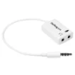 Picture of Startech.Com White Headset Adapter for Headsets with Separate Headphone / Microphone Plugs - 3.5mm 4 Position To 2x 3 Position 3.5mm M/F - Muyhsmffadw
