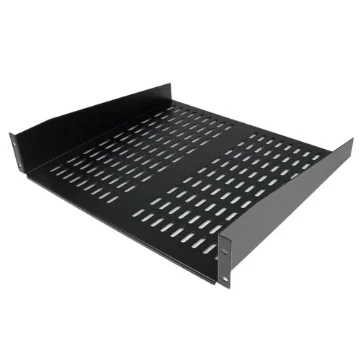 Picture of Startech.Com 2U Server Rack Shelf - Universal Vented Rack Mount Cantilever Tray for 19" Network Equipment Rack & Cabinet - Heavy Duty Steel - Weight Capacity 50lb/23kg - 16" Deep Shelf, Black - Cabshelfv