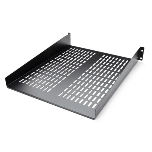 Picture of Startech.Com 2U Server Rack Shelf - Universal Vented Rack Mount Cantilever Tray for 19" Network Equipment Rack & Cabinet - Heavy Duty Steel – Weight Capacity 50lb/23kg - 22" Deep Shelf, Black - CABSHELF22V