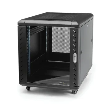 Picture of Startech.Com 4-Post 12U Server Rack Cabinet, Lockable 19" Data Rack Cabinet for Computer / Av / It Equipment, Office / Home Network Rack with Casters & Adjustable Mounting Rails - RK1236BKF