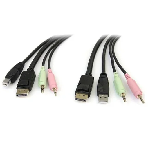 Picture of Startech.Com 6ft 4-In-1 Usb Displayport Kvm Switch Cable W/ Audio & Microphone - Dp4n1usb6
