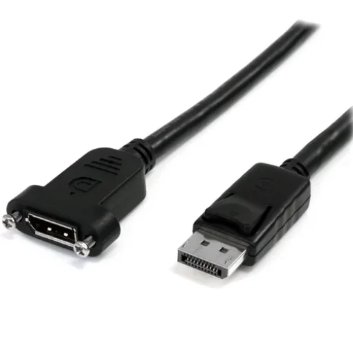 Picture of Startech.Com 3ft (1m) Panel Mount Displayport Cable - 4K X 2K - Displayport 1.2 Extension Cable Male To Female - Dp Video Extender Cord with Panel Mount Dp Connector - Dp Monitor Cable - DPPNLFM3PW