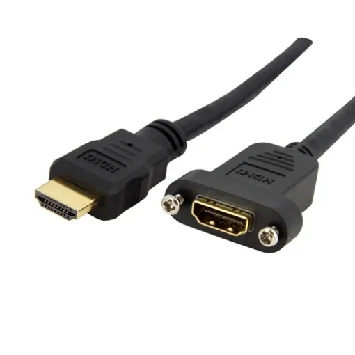 Picture of Startech.Com 3ft Hdmi Female To Male Adapter, 4K High Speed Panel Mount Hdmi Cable, 4K 30Hz Uhd Hdmi, 10.2 Gbps Bandwdith, 4K Hdmi Female To Hdmi Male, Hdmi Panel Mount Connector Cable - HDMIPNLFM3