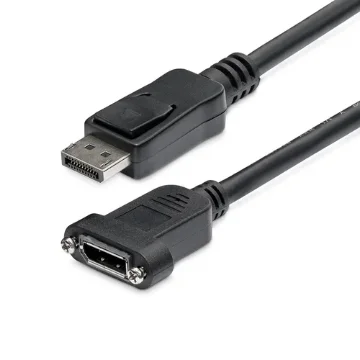 Picture of Startech.Com 3ft (1m) Panel Mount Displayport Cable - 4K X 2K - Displayport 1.2 Extension Cable Male To Female - Dp Video Extender Cord with Panel Mount Dp Connector - Dp Monitor Cable - DPPNLFM3