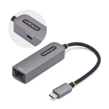 Picture of Startech.Com Usb-C To Ethernet Adapter, Nic, 100W Pd Pass-Through, Usb 3.0 Type-C 1Gbps Multi Speed Network Adapter, Thunderbolt Compatible, Windows & Mac - 1GPD3-USB-C-ETHERNET