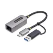 Picture of Startech.Com 2.5GbE Usb-C To Ethernet Adapter with Usb-A Converter, Nbase-T Nic, Usb 3.0 Type-C 2.5/1G Multi Speed Network, Thunderbolt Compatible, Windows & Mac - U2GA-USB-C-ETHERNET