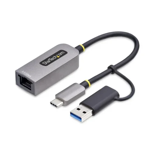 Picture of Startech.Com 2.5GbE Usb-C To Ethernet Adapter with Usb-A Converter, Nbase-T Nic, Usb 3.0 Type-C 2.5/1G Multi Speed Network, Thunderbolt Compatible, Windows & Mac - U2GA-USB-C-ETHERNET