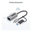Picture of Startech.Com 2.5GbE Usb-C To Ethernet Adapter with Usb-A Converter, Nbase-T Nic, Usb 3.0 Type-C 2.5/1G Multi Speed Network, Thunderbolt Compatible, Windows & Mac - U2GA-USB-C-ETHERNET