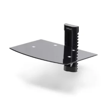 Picture of Startech.Com Floating Wall-Mounted Av Shelf, Adjustable Height Shelf for Under Tv, Organize A/V Equipment on Black Tempered Glass Shelf - 1B-WALL-MOUNT-SHELF