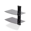 Picture of Startech.Com Dual Floating Wall-Mounted Av Shelves, Adjustable Height Shelf for Under Tv, Organize A/V Equipment on Black Tempered Glass Shelves - 2B-WALL-MOUNT-SHELF