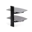 Picture of Startech.Com Dual Floating Wall-Mounted Av Shelves, Adjustable Height Shelf for Under Tv, Organize A/V Equipment on Black Tempered Glass Shelves - 2B-WALL-MOUNT-SHELF