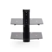 Picture of Startech.Com Dual Floating Wall-Mounted Av Shelves, Adjustable Height Shelf for Under Tv, Organize A/V Equipment on Black Tempered Glass Shelves - 2B-WALL-MOUNT-SHELF