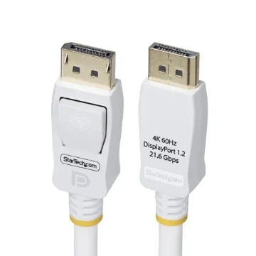 Picture of Startech.Com 10ft (3m) White Vesa Certified Displayport 1.2 Cable, 4K 60Hz, 21.6Gbps, Latching Dp Connectors, Dp 1.2 Displayport Cable, Dp Monitor Cord, M/M - DP12-CABLE-10FTW