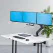 Picture of Startech.Com Crossbar Triple Monitor Desk Mount for Up To Three 27in Screens, Vesa 75x75/100x100, Tool-Less Arm Adjustments, C-Clamp/Grommet, Spring-Assisted Arm - 3M1a3sg-Monitor-Arm
