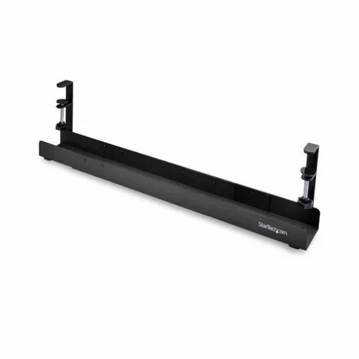 Picture of Startech.Com Under Desk Cable Management Tray, Length Adjustable Cable Organizer, Clamp-On Installation, No Drilling Required, Power Bar Holder, Black - Calb-Desk-Cable-Tray