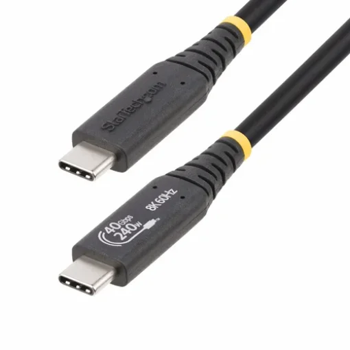 Picture of Startech.Com 1m (3.3ft) USB4 Cable, Usb-If Certified Usb-C Cable, 40Gbps, 240W Power Delivery Pd 3.1 Epr, 8K 60Hz, Usb Type-C Data Transfer Cable/Cord, Compatible W/Thunderbolt/Usb 3.2 Ports - 1M-40G-USB4-CABLE