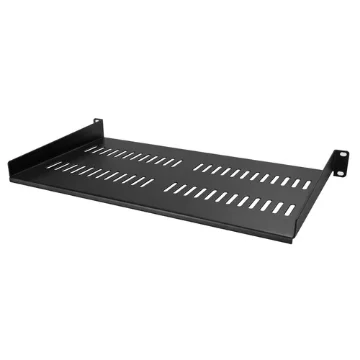 Picture of Startech.Com 1U Server Rack Shelf - Universal Vented Rack Mount Cantilever Tray for 19" Network Equipment Rack & Cabinet - Heavy Duty Steel - Weight Capacity 44lb/20kg - 10" Deep Shelf, Black - CABSHELFV1U