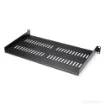 Picture of Startech.Com 1U Server Rack Shelf - Universal Vented Rack Mount Cantilever Tray for 19" Network Equipment Rack & Cabinet - Heavy Duty Steel - Weight Capacity 44lb/20kg - 10" Deep Shelf, Black - CABSHELFV1U