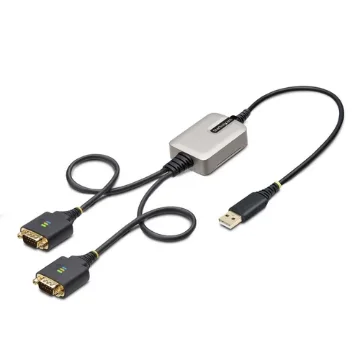 Picture of Startech.Com 2ft (60cm) 2-Port Usb To Serial Adapter Cable, Interchangeable DB9 Screws/Nuts, Com Retention, Usb-A To DB9 RS232, Ftdi, Level-4 Esd Protection, Windows/Macos/Chromeos/Linux - Rugged Tpe Construction - 2P1ffc-Usb-Serial