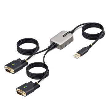 Picture of Startech.Com 13ft (4m) 2-Port Usb To Serial Adapter Cable, Interchangeable DB9 Screws/Nuts, Com Retention, Usb-A To DB9 RS232, Ftdi, Level-4 Esd Protection, Windows/Macos/Chromeos/Linux - Rugged Tpe Construction - 2P6ffc-Usb-Serial