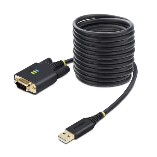 Picture of Startech.Com 10ft (3m) Usb To Serial Adapter Cable, Com Retention, Interchangeable Screws/Nuts, Usb-A To DB9 RS232, Ftdi Ic, Esd Protection, Windows/Macos/Linux - 1P10ffc-Usb-Serial