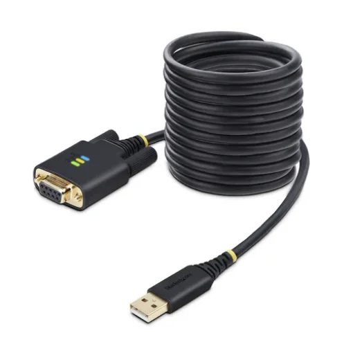 Picture of Startech.Com 10ft (3m) Usb To Null Modem Serial Adapter Cable, Interchangeable DB9 Screws/Nuts, Com Retention, Usb-A To RS232, Ftdi, Level-4 Esd Protection, Windows/Macos/Chromeos/Linux - Rugged Tpe Construction - 1P10ffcn-Usb-Serial