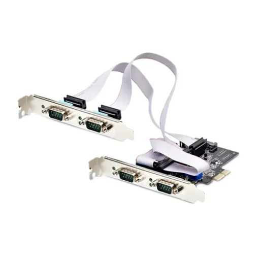 Picture of Startech.Com 4-Port Serial Pcie Card, Quad-Port Pci Express To RS232/RS422/RS485 (DB9) Serial Card, Low-Profile Bracket Incl., 16C1050 Uart, Windows/Linux, Taa Compliant - Level-4 Esd Protection - PS74ADF-SERIAL-CARD