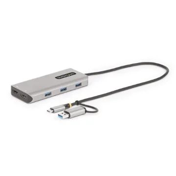 Picture of Startech.Com Usb-C Multiport Adapter W/Attached Usb-C To Usb-A Dongle, Dual Hdmi (4K30hz/1080P60hz), 3x Usb-A 5Gbps, Mini Travel Dock, Laptop Docking Station, 1.3ft/40cm Cable - 167B-USBC-MULTIPORT
