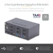 Picture of Startech.Com 2-Port Dual-Monitor Displayport Kvm Switch, 4K 60Hz, 2x Usb 5Gbps Hub Ports, 2x Usb 2.0 Hid Ports, Hotkey and Push-Button Switching, Taa Compliant - Esd Level 3 Protection - P2dd46a2-Kvm-Switch