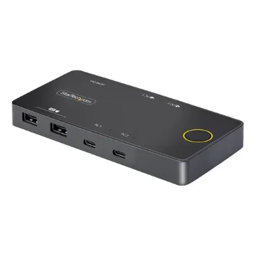 Picture of Startech.Com 2-Port Usb-C Kvm Switch, Single-4K 60Hz Hdmi Monitor, Dual-100W Power Delivery Pass-Through Ports, Bus Powered, Usb Type-C/USB4/Thunderbolt 3/4 Compatible - Small Form Factor - C2-H46-UC2-PD-KVM