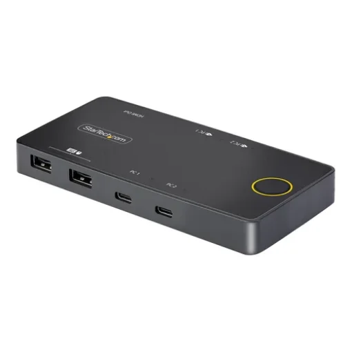 Picture of Startech.Com 2-Port Usb-C Kvm Switch, Single-4K 60Hz Hdmi Monitor, Dual-100W Power Delivery Pass-Through Ports, Bus Powered, Usb Type-C/USB4/Thunderbolt 3/4 Compatible - Small Form Factor - C2-H46-UC2-PD-KVM