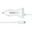 Picture of Startech.Com Lightning Car Charger with Coiled Cable, 1m Coiled Lightning Cable, 12W, White, 2 Port Usb Car Charger Adapter for Phones and Tablets, Dual Usb in Car Iphone Charger - Usblt2pcarw2