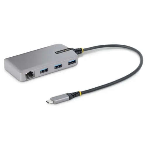 Picture of Startech.Com 3-Port Usb-C Hub with Ethernet - 3x Usb-A Ports, Gigabit Ethernet RJ45, Usb 3.0 5Gbps, Bus-Powered, 1ft/30cm Long Cable - Portable Laptop Usb Type-C Hub Adapter W/Gbe - 5G3agbb-Usb-C-Hub