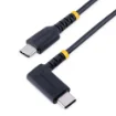 Picture of Startech.Com 6in (15cm) Usb C Charging Cable Right Angle - 60W Pd 3A - Heavy Duty Fast Charge Usb-C Cable - Black Usb 2.0 Type-C - Rugged Aramid Fiber - Short Usb Charging Cord - R2CCR-15C-USB-CABLE