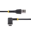 Picture of Startech.Com 6in (15cm) Usb a To C Charging Cable Right Angle - Heavy Duty Fast Charge Usb-C Cable - Black Usb 2.0 a To Type-C - Rugged Aramid Fiber - 3A - Short Usb Charging Cord - R2ACR-15C-USB-CABLE