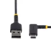 Picture of Startech.Com 6in (15cm) Usb a To C Charging Cable Right Angle - Heavy Duty Fast Charge Usb-C Cable - Black Usb 2.0 a To Type-C - Rugged Aramid Fiber - 3A - Short Usb Charging Cord - R2ACR-15C-USB-CABLE