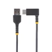 Picture of Startech.Com 1ft (30cm) Usb a To C Charging Cable Right Angle - Heavy Duty Fast Charge Usb-C Cable - Black Usb 2.0 a To Type-C - Rugged Aramid Fiber - 3A - Usb Charging Cord - R2ACR-30C-USB-CABLE