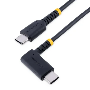 Picture of Startech.Com 1ft (30cm) Usb C Charging Cable Right Angle - 60W Pd 3A - Heavy Duty Fast Charge Usb-C Cable - Black Usb 2.0 Type-C - Rugged Aramid Fiber - Usb Charging Cord - R2CCR-30C-USB-CABLE