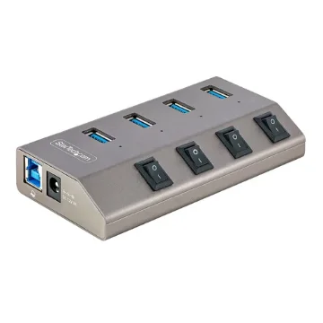 Picture of Startech.Com 4-Port Self-Powered Usb-C Hub with Individual On/Off Switches, Usb 3.0 5Gbps Expansion Hub W/Power Supply, Desktop/Laptop Usb-C To Usb-A Hub, Usb Type C Hub W/Bc 1.2 - 5G4aibs-Usb-Hub-Eu