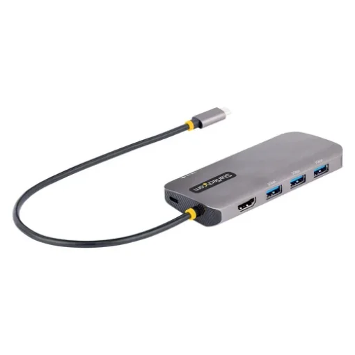 Picture of Startech.Com Usb C Multiport Adapter, 4K 60Hz Hdmi Video, 3 Port 5Gbps Usb Hub, 100W Power Delivery Pass-Through, Gbe, 12"/30cm Cable, Mini Travel Dock, Laptop Docking Station - 127B-USBC-MULTIPORT