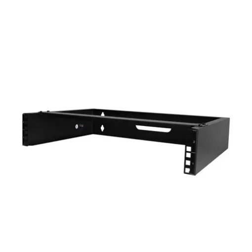 Picture of Startech.Com 2U Wall Mount Network Rack - 14In. Deep (Low Profile) - 19" Patch Panel Bracket for Shallow Server, It Equipment, Network Switches - 77lbs/35kg Weight Capacity, Black - RACK-2U-14-BRACKET
