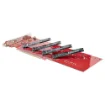 Picture of Startech.Com Quad M.2 Pcie Adapter Card, Pcie x16 To Quad Nvme or Ahci M.2 Ssds, Pci Express 4.0, 7.8GBps/Drive, Bifurcation Required, Windows/Linux Compatible - QUAD-M2-PCIE-CARD-B