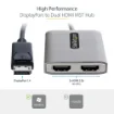 Picture of Startech.Com Dp To Dual Hdmi Mst Hub - Dual Hdmi 4K 60Hz - Displayport Multi Monitor Adapter with 1ft / 30cm Cable - Dp 1.4 Multi Stream Transport Hub, Dsc | HBR3 - Dp To Hdmi Splitter - Mst14dp122hd