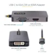 Picture of Startech.Com Usb C Video Adapter, Usb C To Hdmi Dvi Vga Adapter, Up To 4K 60Hz, Aluminum, Multiport Video Display Adapter, Thunderbolt 3 / 4 Compatible, Usb Type C Travel Adapter - 118-Usbc-Hdmi-Vgadvi