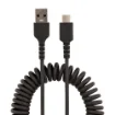 Picture of Startech.Com 1m Usb a To C Charging Cable, Coiled Heavy Duty Fast Charge & Sync, High Quality Usb 2.0 a To Usb Type-C Cable, Rugged Aramid Fiber, Durable Male To Male Usb Cable - R2ACC-1M-USB-CABLE